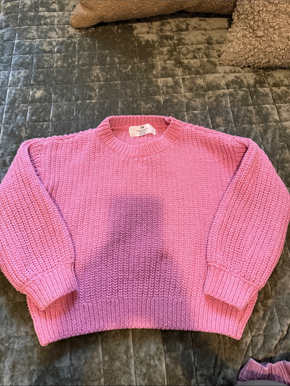 H&M size 4-6 Bright Pink Chunky Crewneck Sweater